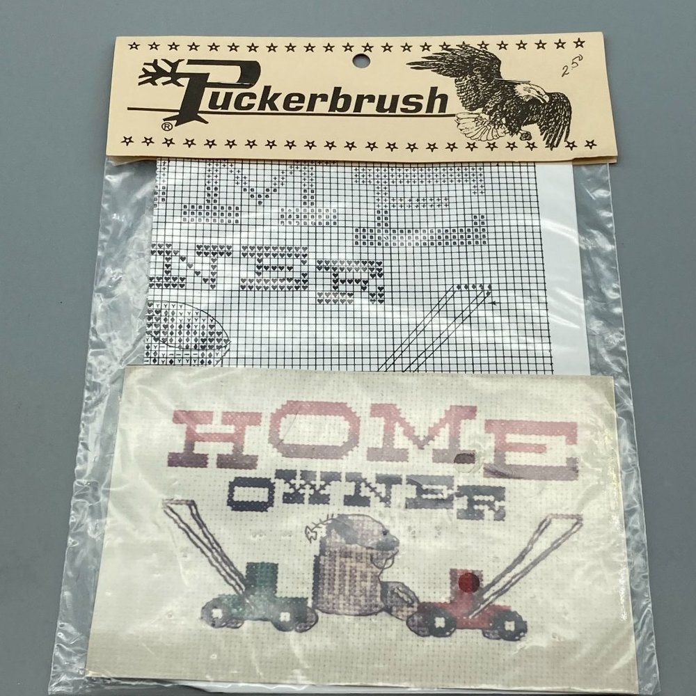 Vintage Cross Stitch Patterns, Puckerbrush Home Owner, New in Original Package